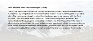 Figure 1.1.10b—An example short narrative summary of the trends in the Undeveloped Quality across the 13 wildernesses for which the Northern Region has the lead responsibility.