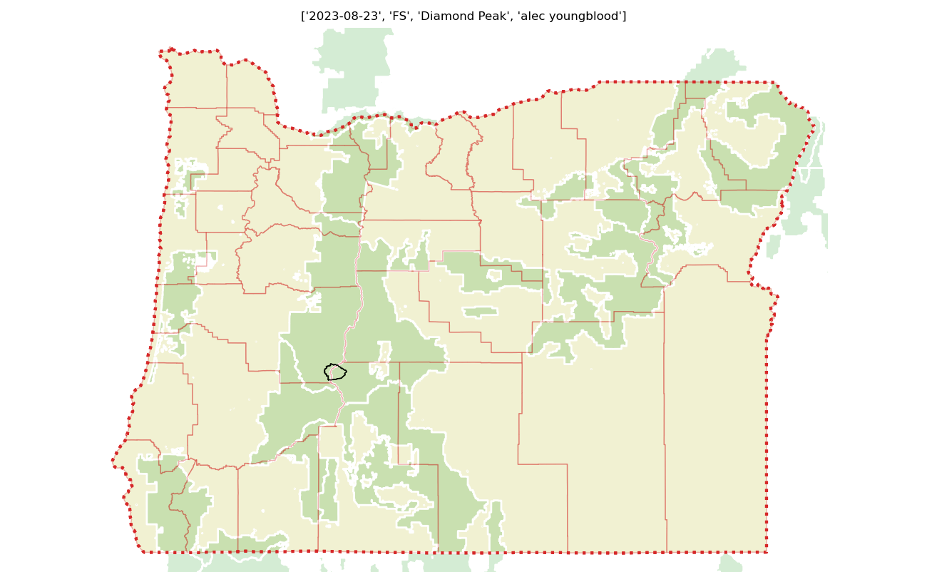 wilderness boundary map with national forest and state/county boundaries